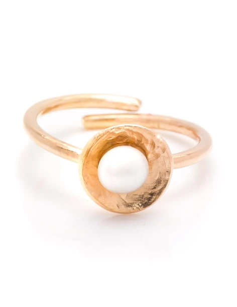 Ring met parel van 925 zilver roségoud OLIA