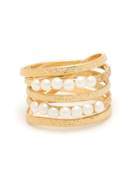 Bronzen ring met parels, handgemaakt, roségoud HELI