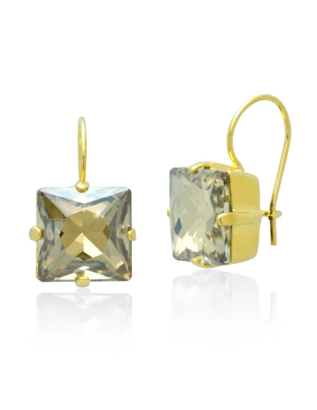 Boucles d'oreilles pendantes en bronze doré SAGE avec zircon gris