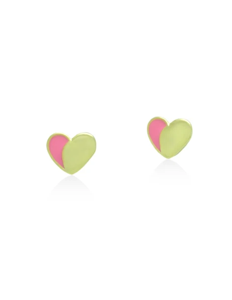 Boucles d'oreilles puces pour filles en argent 925, cœur doré TRAIO