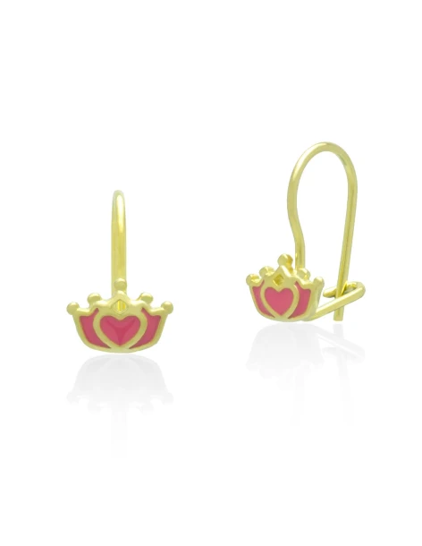 Boucles d'oreilles pour enfants Couronne en argent 925 doré