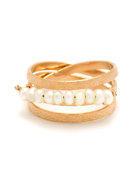 Handgemaakte ring van messing met parels, roségoud HELIΑ