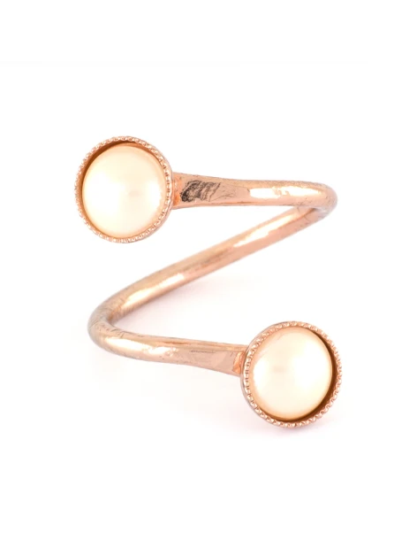 Handgemaakte ring van messing met parels roségoud HOLIA