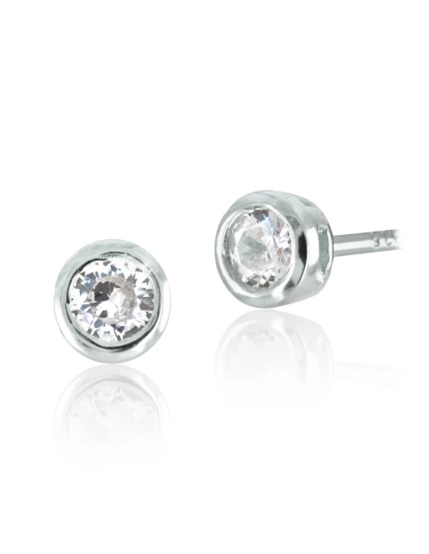 Petites boucles d'oreilles clous en argent 925 avec zircone de 4 mm IVAY