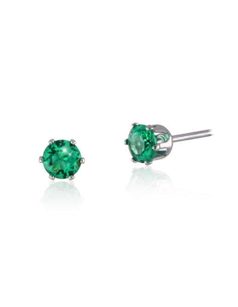 Clous d'oreilles avec zircone verte de 4 mm en acier argenté EXINA