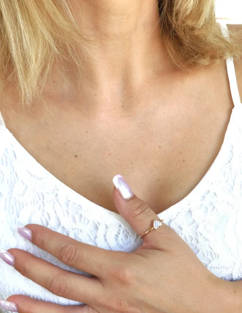 Bague avec cœur en acier avec zircon, or rose DALOR 2