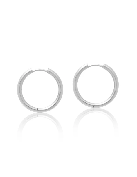 Boucles d'oreilles créoles 18 mm acier inoxydable argenté FUJI