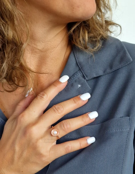 Ring met parel van 925 zilver roségoud OLIA 2