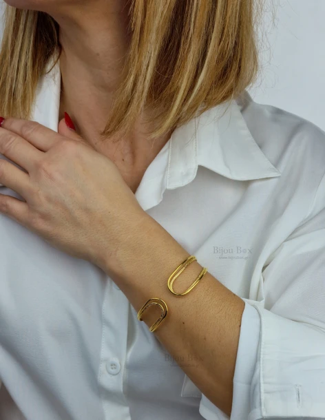 Handgemaakte gouden EVITA-armbandmanchet van brons 2
