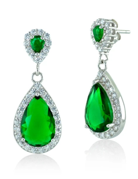 Boucles d'oreilles pendantes en argent 925 avec zircon vert PANERIA Bijou Box® - 2