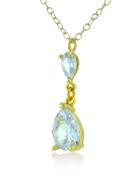Colier cu zircon mare din argint 925 aurit PASIRA