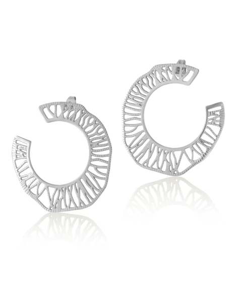 Boucles d'oreilles créoles en acier 40mm argentées DELLA
