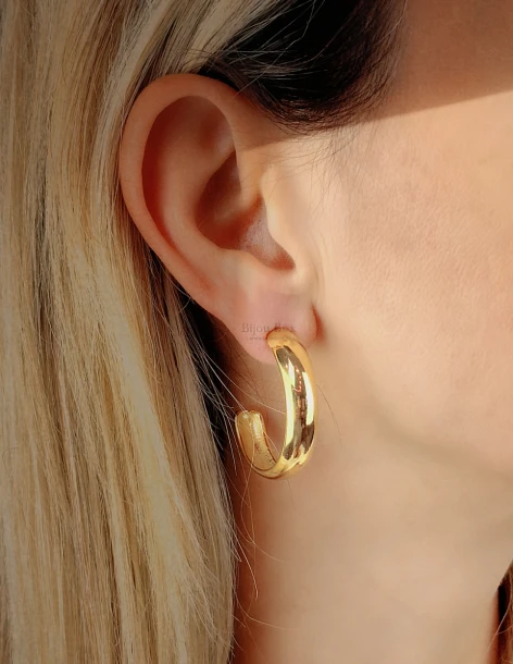 Boucles d'oreilles créoles en acier doré 35 mm ARINA 2 2