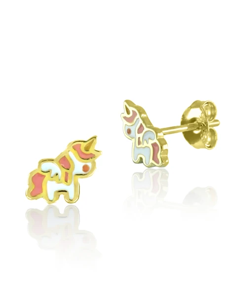 Boucles d'oreilles pour enfants Licorne en argent 925 doré RAVIARA
