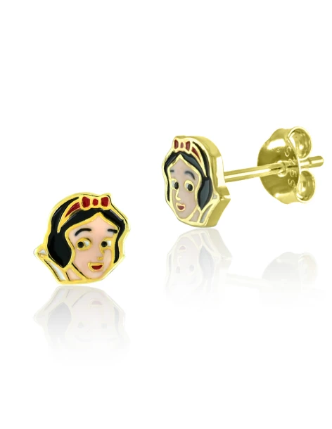 Boucles d'oreilles pour enfants Blanche-Neige en argent 925 doré