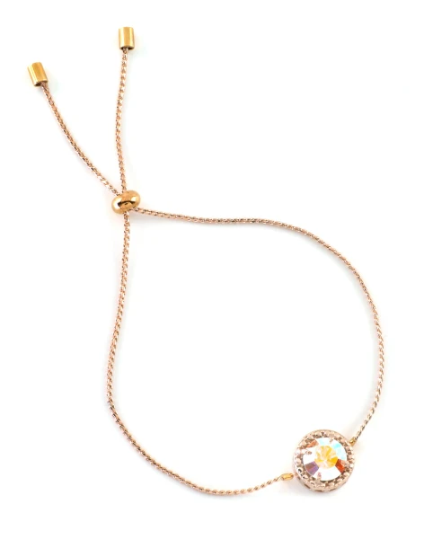 Armband met zirkonen van roségoudkleurig messing NARIDA