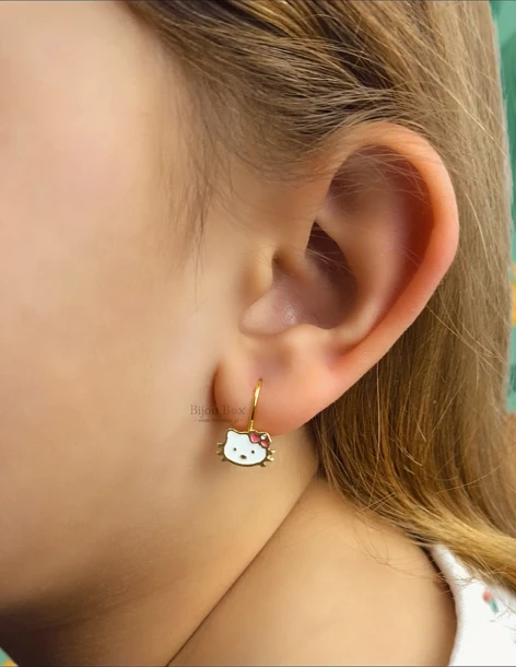 Boucles d'oreilles pour enfants HELLO KITTY® en argent 925 doré 2