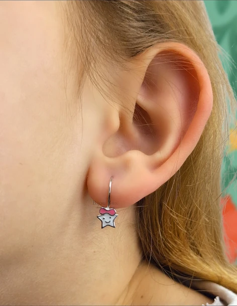 Boucles d'oreilles pour enfants Étoile en argent 925 ASTERI 2
