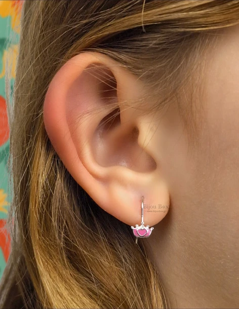 Boucles d'oreilles enfant Couronne en argent 925 2
