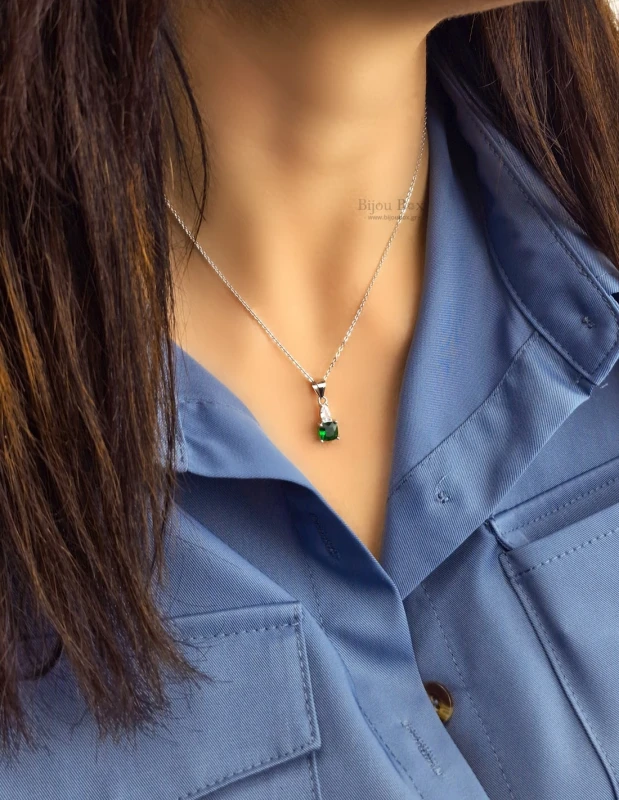 Colier cu zirconiu verde din argint 925 EISAI