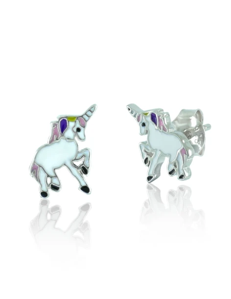 Boucles d'oreilles pour enfants Licorne en argent 925 DARIA