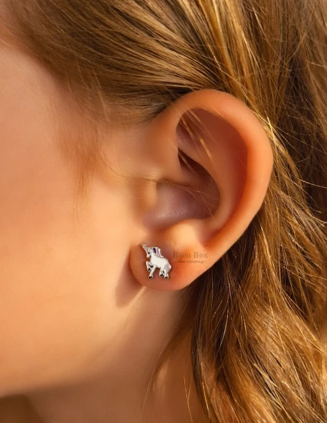 Boucles d'oreilles pour enfants Licorne en argent 925 DARIA 2