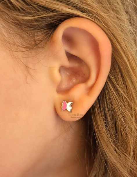 Clous d'oreilles papillon pour filles en argent 925 TITU 2