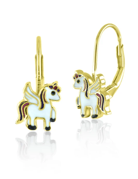 Boucles d'oreilles pour enfants Licorne en argent 925 doré OLIVIA