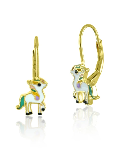 Boucles d'oreilles pour enfants Licorne en argent 925 doré TIRI