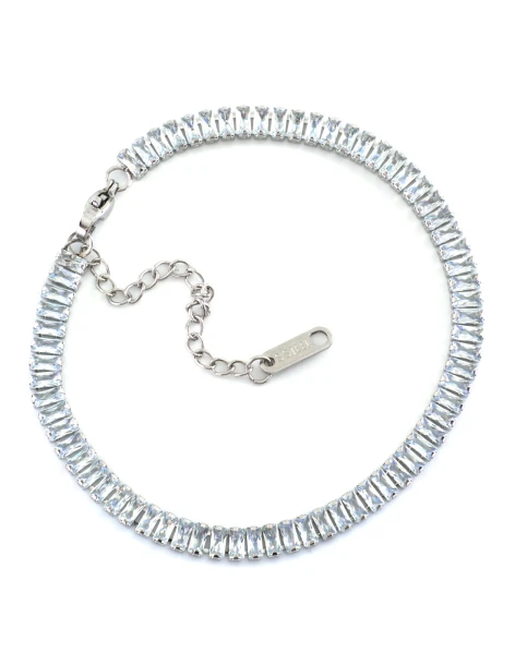 Bracelet rivière avec zircons transparents en acier argenté HACIA