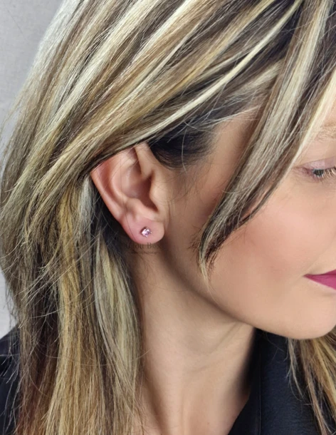 Κnopoorbellen met roze zirkonia van 925 zilver KATY 2