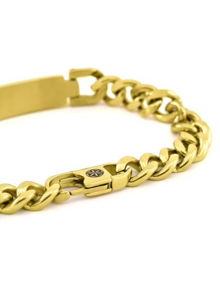 ID bracelet in stainless steel gold 9mm LOUIS