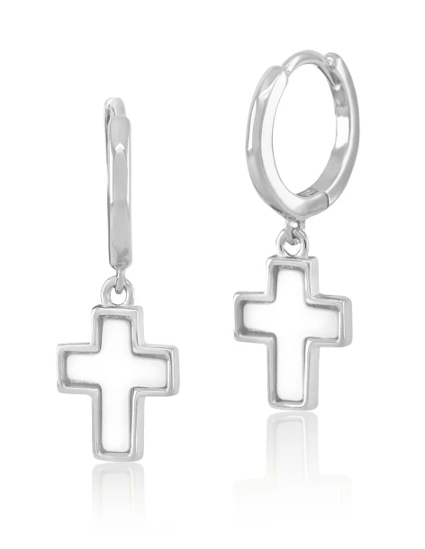 Boucles d'oreilles créoles avec croix pendante en argent 925 SAIN