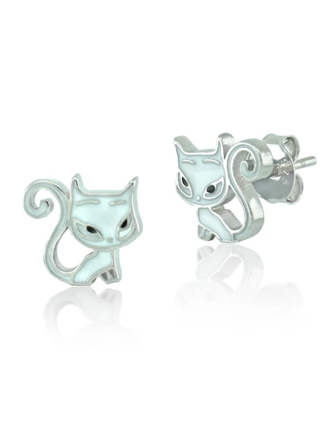 Boucles d'oreilles pour enfants Chat en argent 925 GIVIA
