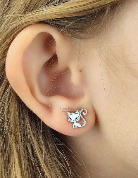 Boucles d'oreilles pour enfants Chat en argent 925 GIVIA 2