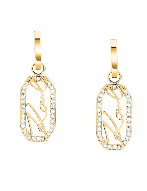 KARL LAGERFELD Boucles d'oreilles pendantes en acier doré avec zircones KLAYC45