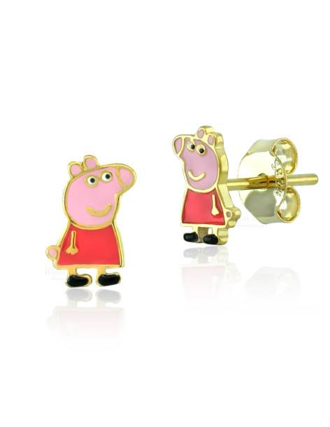 Lasten nappikorvakorut PEPPA PIG® 925-kullattua hopeaa