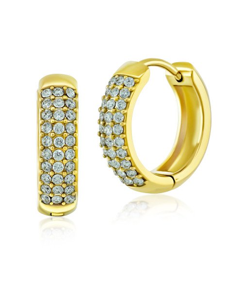 Petites créoles en acier 17mm dorées avec zircone ARINA