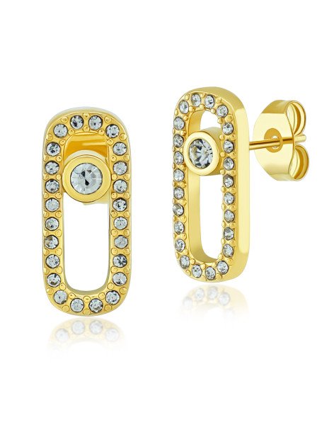 Puces d'oreilles en acier doré avec zircone transparente ALENA