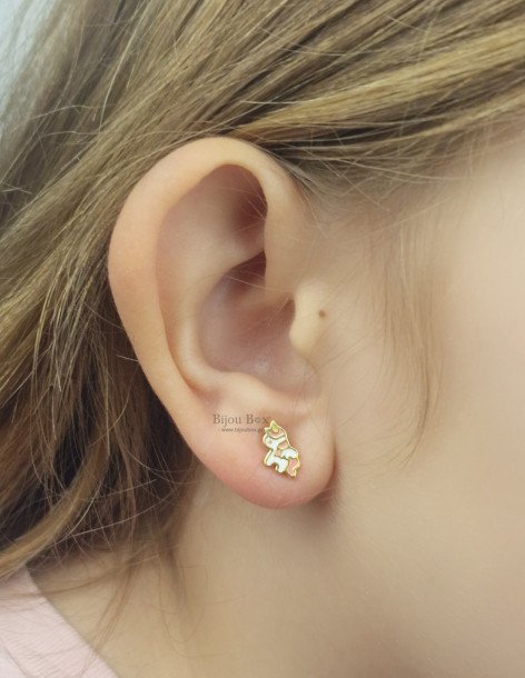 Boucles d'oreilles pour enfants Licorne en argent 925 doré RAVIARA 2