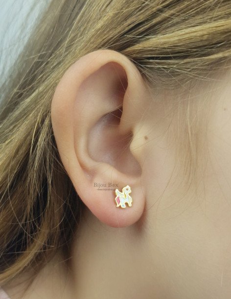 Boucles d'oreilles pour enfants Licorne en argent 925 doré FINIARA 2