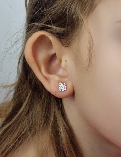 Boucles d'oreilles pour enfants Licorne en argent 925 FINIARA 2