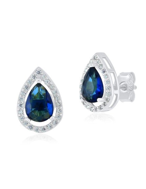 Clous d'oreilles avec zircone bleue en argent 925 VIZOI