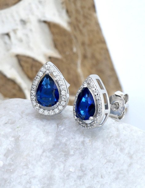 Clous d'oreilles avec zircone bleue en argent 925 VIZOI 2