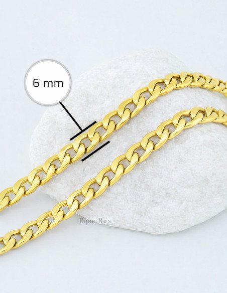 Mens bracelet Cuban Link - 6mm - Length of Your Choice in stainless steel gold LUMERO