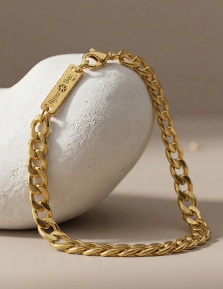 Mens bracelet Cuban Link - 6mm - Length of Your Choice in stainless steel gold LUMERO