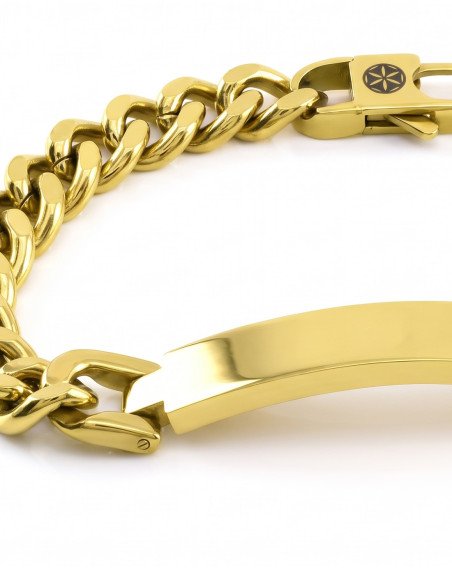 ID bracelet in stainless steel gold 9mm LOUIS