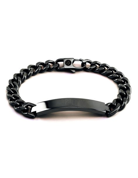 ID bracelet in stainless steel black 9mm LOUIS