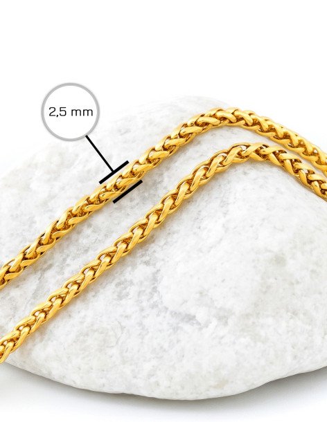 Mens Wheat Chain Bracelet (Spiga) - 2.5mm - Length of... 2